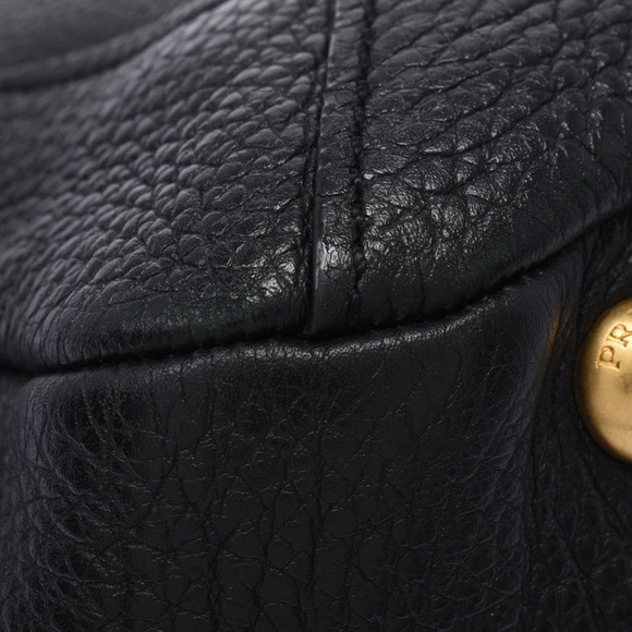 PRADA Hobo Bag Black Leather Embossed Semi Shoulder main image 2